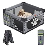 Loobani Foldable Dog Playpen Indoor: 1 Min Setup No Tools, Heavy Duty 690D Oxford Fabric & Reinforced Steel/Iron Frame, Portable Puppy Playpen with Rugged Carry Bag for Home &Travel-43.3"x43.3"x26.77"
