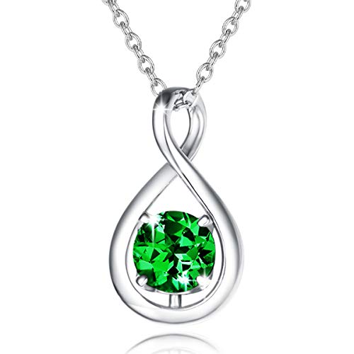 Fancime FRUS-1984355 Emerald Necklace 925 Sterling Silver Dainty Infinity Pendant May Birthstone Necklace cover
