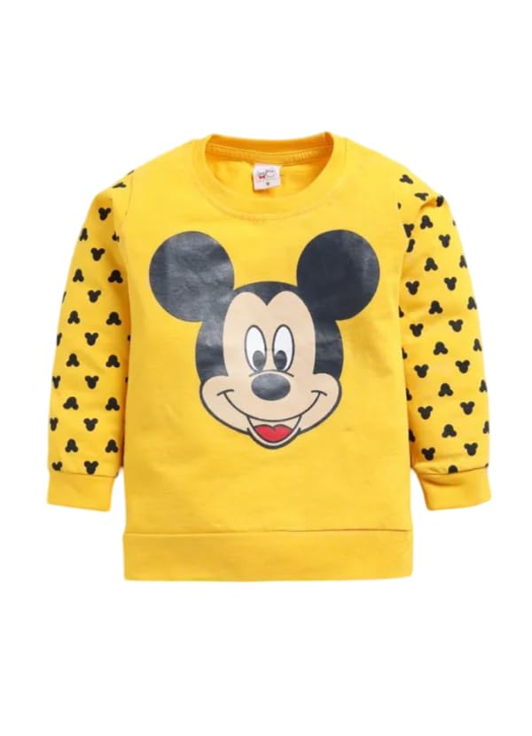 Image of Kids Cotton Casual Cute Mickey Mouse Printed Clothing Set- Full Sleeve T-Shirt And Trousers For Infants /Childs /Baby Boys (in Multicolor, Pack of 1)
