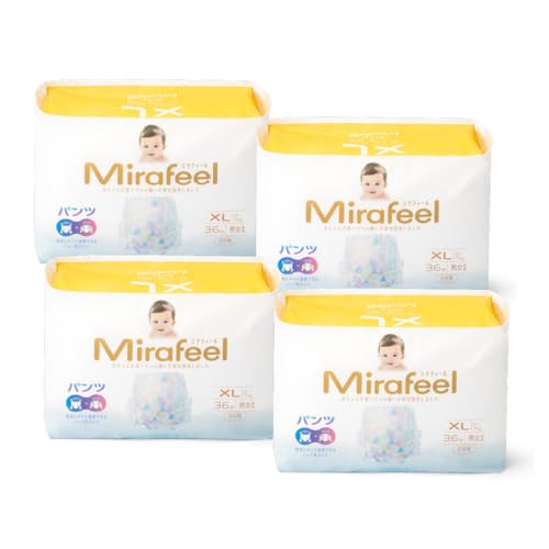 [公式][12-17kg / XLサイズ][144枚 (36枚×4パック)]ミラフィール サイズ調節可能・高吸収・敏感肌対応・昼夜兼用・2WAY ハイブリッド プレミアム おむつ ビック Mirafeel [ケース品]