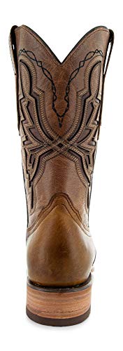 Soto Boots Men's Broad Square Toe Cowboy Boots, Genuine Leather Men's Cowboy Boots, Western Boots For Men H500283