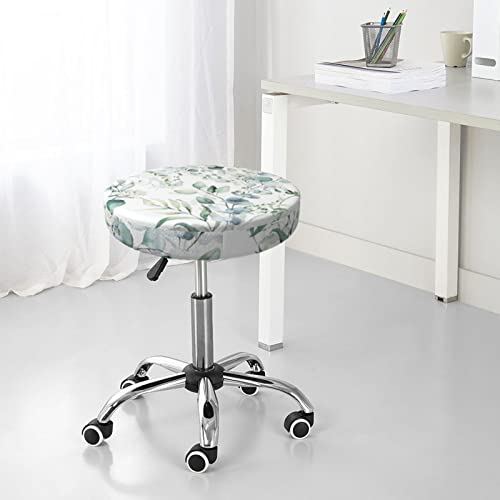 Gocgrv Watercolor Green Floral Leaf Eucalyptus Bar Stool Covers Round 13 Inch - Washable Elastic Stool Seat Cushion Cover Soft Velvet Dustproof And Easy To Clean Chair Slipcover #TOP6