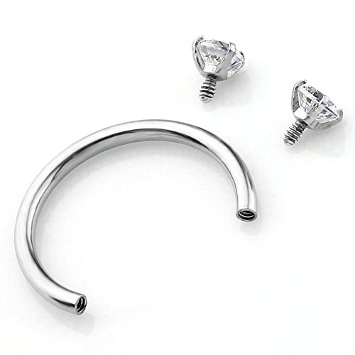 Piercingj 2-6Pcs 16G Clear Cubic Zirconia Stainless Steel Horseshoe Hoop Multi-Functional Captive Ring For Nose Daith Lip Eyebrow Nipple Ear Cartilage Helix Septum #TOP1