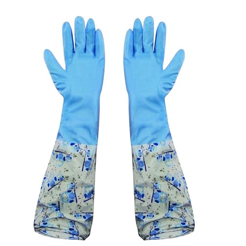 Image of SPIREX Reusable Rubber Latex PVC Flock lined Long Sleeves elbow length Hand Gloves for Kitchen Dish-Washing, Cleaning Gloves (Pack of 1) ((Multicolor)