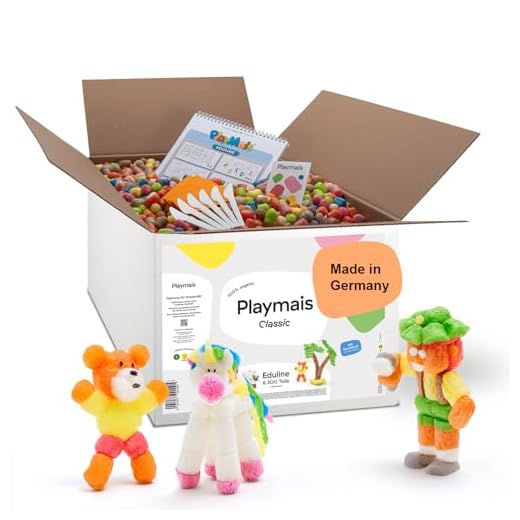 PlayMais EDULINE Large Bastel-Set für Kinder ab 3 Jahren | Motorik-Spielzeug mit 6.300 PlayMais & 50 Seiten Vorlagen zum Basteln & Lernen | Fördert Kreativität & Feinmotorik | Natürliches Spielzeug