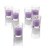 Richland Set of 12 Lavender Votive Candles and 12 Glass Votive Holders