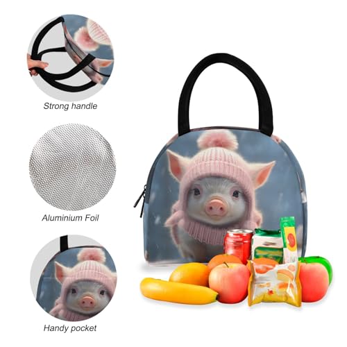 Backpack Lunch Box Set Large Capacity Travel Backpacks and Insulated Lunch Bag for Commute Hiking Picnic Little Pig Print4