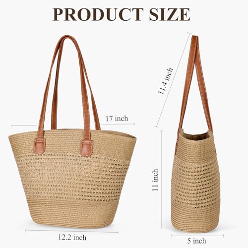 Beach Bags for Women, Large Beach Bag, Woven Straw Tote Bags Waterproof, Weaving Swim Shopping Travel Bag3