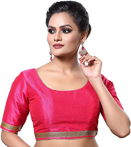 Hiral Designer Mall Choli Top Saree Blouse Indian Silk All Sari Color Matching Blouse Choli (34, Pink 1)
