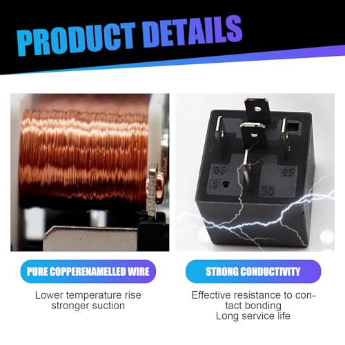 Jewkot KOT192 Pack-4 Car 5 Pin Relay, 12V 40A Conversion Starting Dc Relay Heavy Motor Replacement thumb #3