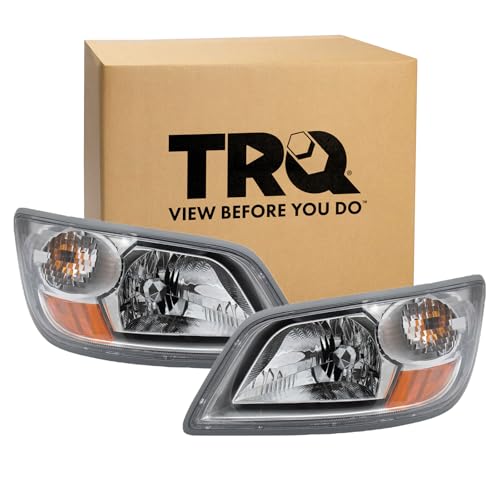Image of TRQ 2 Piece Headlight Assembly Set Driver & Passenger Side Compatible with Hino 145 165 185 2006-2010 258 2015-2017 338 2006-2019 268A 338CT 258ALP 2008-2014 268 258LP 2006-2014 81110E0530 81150E0530