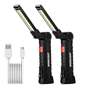 Yizhet 2-delige LED-werklamp Draagbare oplaadbare werkplaatslamp COB-inspectielampen met magnetische voet voor…