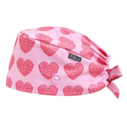 Image of Scrub Caps for Women with Buttons, Classic Surgical Caps | Double-Sided Printed, Adjustable,Long Hours, Sweatbands, Fabric Help Reduce Static Buildup