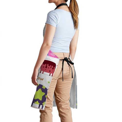 Smooffly Cows Apron,Adjustable Neck Bib Apron for Men Women,Suitable for Kitchen Cooking Waitress Chef Apron - Image 3