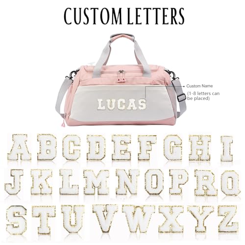 Personalized Travel Bag for Women Custom Duffle Bag with Name Customized Overnight Bag with Initials Sports Gym Bags Bridesmaid Gifts for Women Men (Pink-1)2
