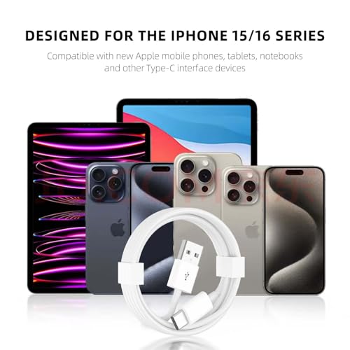 Image of 2 Pack 10FT Carplay Car Cable USB A to USB C Cable for iPhone 16E 15 16 /16 Pro 16 Max /16 Plus, iPad 10th Gen, iPad Pro 12.9 /11, iPad Air 5 /4th, Mini 6th Gen, AirPods Pro (2nd) Charger Cord Replacement