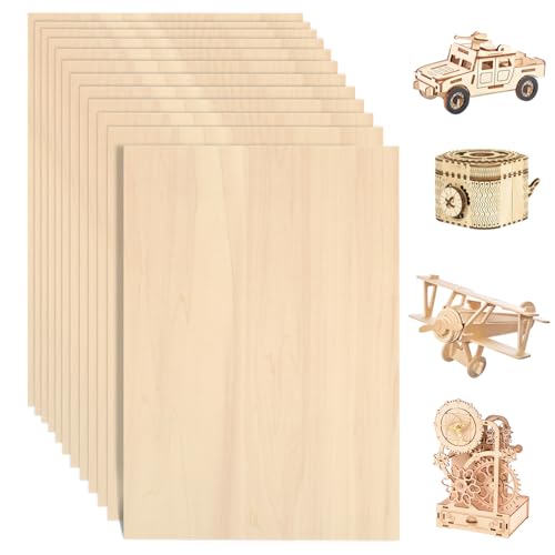 12 Pack Basswood Sheets 12 x 16 x 1/8 Inch - 3mm Unfinished Basswood for Laser Cutting & Engraving,...