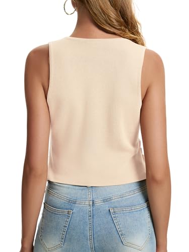 Image of Sweater Vest Women Dressy Button Up Knit Sleeveless Tank Tops Work Business Casual Outfits Summer