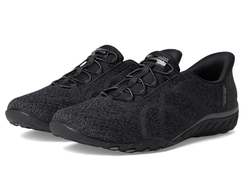 Skechers Modern Comfort Women's Women's Breathe Easy-Knitty Waves Hands Free Slip-Ins Sneaker, Black, 7.5