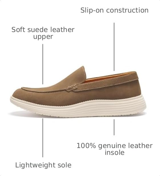 Image of Journey West Men's Comfort Casual Slip-on Suede Leather Loafers Shoes for Men