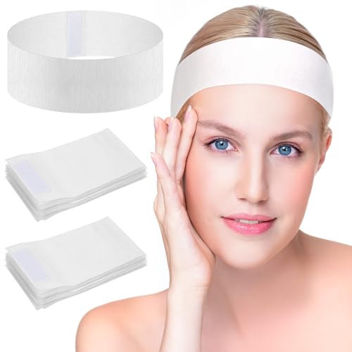 80 diademas faciales elásticas desechables para mujer, 100 cintas no tejidas para esteticistas, accesorios para spa