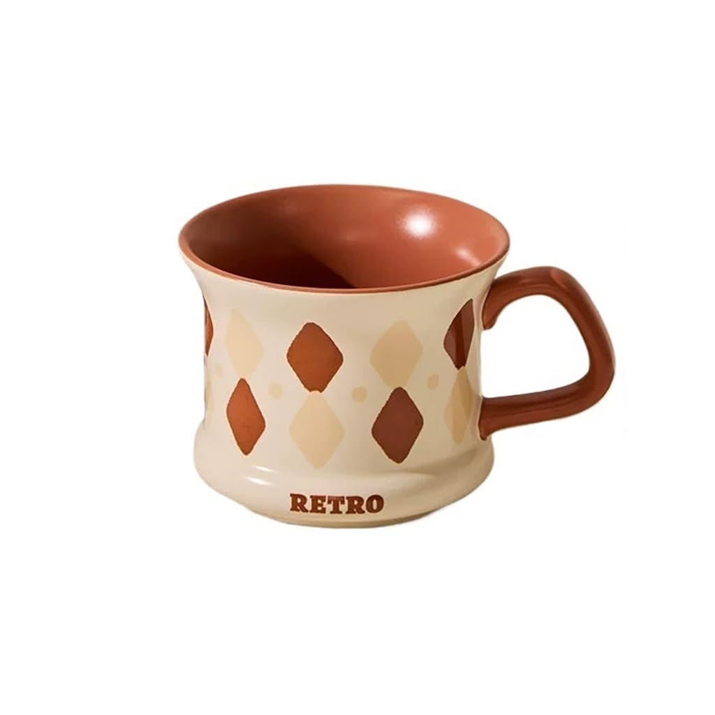 Nff Coffee Mug, Ceramic Vintage stripes Large Breakfast Mug With Handle For Coffee, Milk, Tea, 340ml(Red)