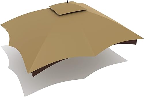Gazebo Replacement Canopy Top Cover - Wonwon 10X12 Double Tiered Canopy Roof for Lowe's Allen Roth Gazebo Model #GF-12S004BTOGF-12S004B-1 (Khaki)