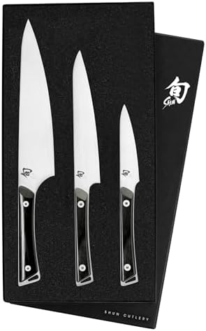 Shun Kazahana 3 Piece Starter Set, Includes 8" Chef, 6" Utility and 3.5" Paring Knives, Handcrafted Japanese Knife Set, AUS10A Stainless Steel Blades, Pakkawood Handles - Thumbnail 2
