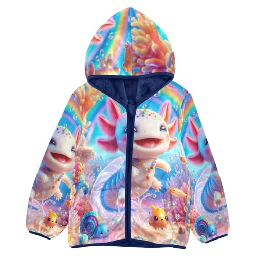 Cute Underwater Creature Scene Toddler Fleece Jacket Girl Boys Hooded Fleece Jacket Coat Warm Outwear Zip-up 3-10T