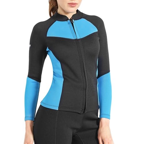 Women Long Sleeves Wetsuits 1.5mm Neoprene Tops Rash Guard Water Sports Jacket for Surfing Scuba Diving Fitness (Blue_X-Large) miniatura 1
