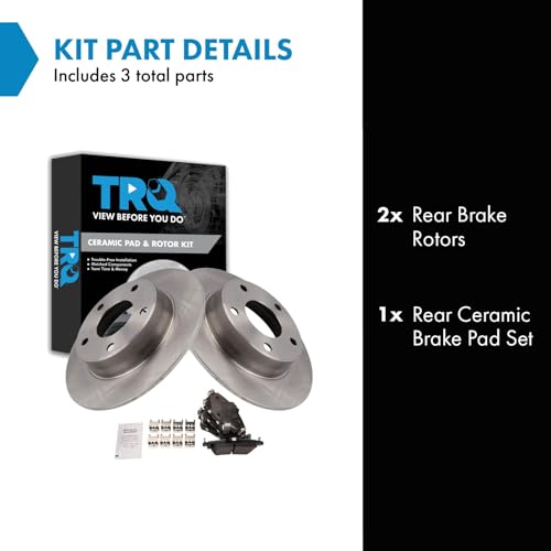 Image of TRQ Rear Brake Pad and Rotor Set Ceramic Rotors Compatible with 2020-2022 Nissan Sentra