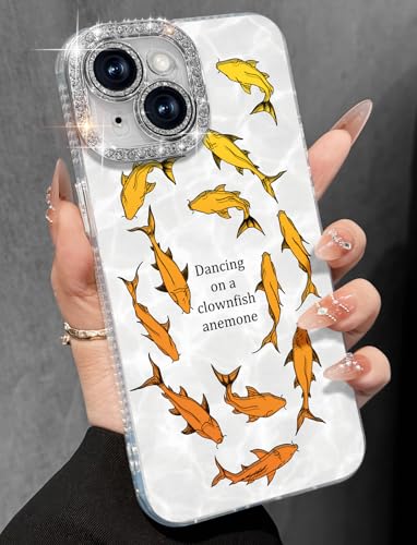 Toycamp for iPhone 14 Plus Case - Aesthetic Cute Fish Group 14Plus Phone Case with Diamond Bling Lens Protector Laser Glitter Holographic Y2K i Phone 14 Plus Cover for Women Girls - image 1