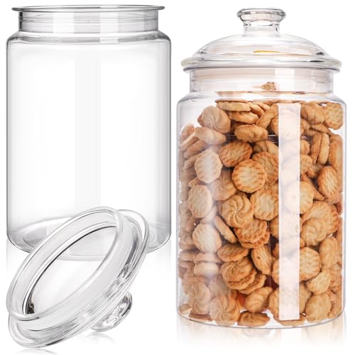 Goaste 2 Pack 130 oz Large Cookie Jar with Lid, Clear Acrylic Candy Jar Unbreakable, Airtight Food Storage Canister, Decorative Plastic Apothecary Jar with Silicone Sealing Ring for Dog Treats, Snacks