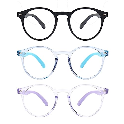 Image of Kids Blue Light Blocking Glasses 3 Pack Kids Computer Reading Blue Light Blocking Glasses for Boys Girls Age 3-11
