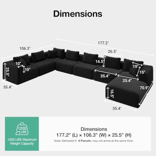 Image of Novilla 177 inch Modular Sectional Sofa, U Shape Extra Large Sectional Couch, Modern Cloud Design with Smarts Coil Support, Boneless Sectional Couch for Living Room Apartment, No Assembly Required