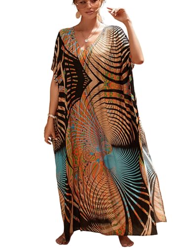 Image of NFVNKJ Women's Plus Size Beach Lounge Kaftan Maxi Dress Swimsuit Coverup for Women