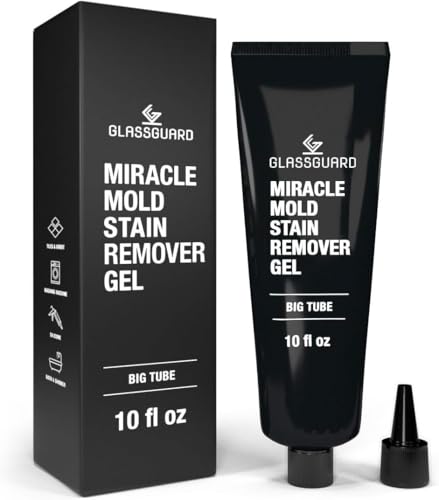 GlassGuard Miracle Mold Stain Remover Stain Gel Heavy Duty Cleaning Gel for Grouts Ceramic Glass Silicone Caulk & More Washing Machine Cleaner Front Loader (300 ml / 10 oz)