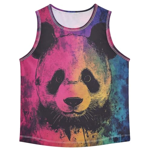 Boys Tank Top Shirts Steet Style Panda Colorful Sleeveless T-Shirts Crew Neck for Kids Clothing Children