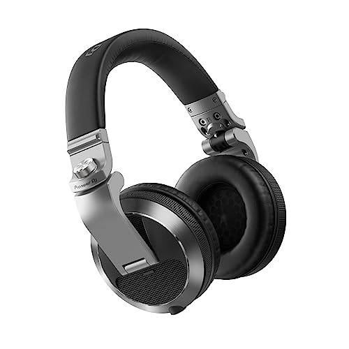 PIONEER DJ HDJ-X7-S - Closed-back Circumaural DJ Headphones with 50mm Drivers, with 5Hz-30kHz Frequency Range, Detachable Cable, and Carry Pouch - Silver
