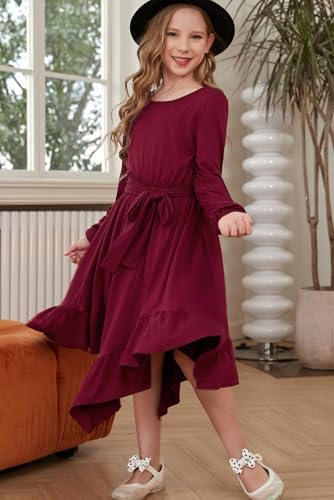 blibean Girl Fall Boho Dress Kid Long Sleeve Tween A-Line Dresses Clothes Size 4-15 Years4