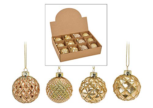 MC-Trend 12er Set edle Luxus Glas Weihnachtskugeln Ø 6cm...