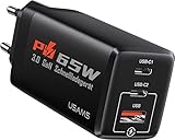 [𝙆𝙤𝙢𝙥𝙖𝙠𝙩𝙚𝙨 𝟯-𝙞𝙣-𝟭-𝙙𝙚𝙨𝙞𝙜𝙣 /2*USB-C, 1*USB-A]: Dank GaN III Technologie, um eine hervorragende Ladeeffizienz und weniger Wärme in einem kompakten und leichten Design zu erreichen. Größe: 6,9 x 3,7 x 3,2 cm.