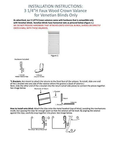 Tailorview, 3 1/4" H Faux Wood Crown Valance For Horizontal (Venetian) Window Blinds, White, Inside Or Outside Mount #TOP2