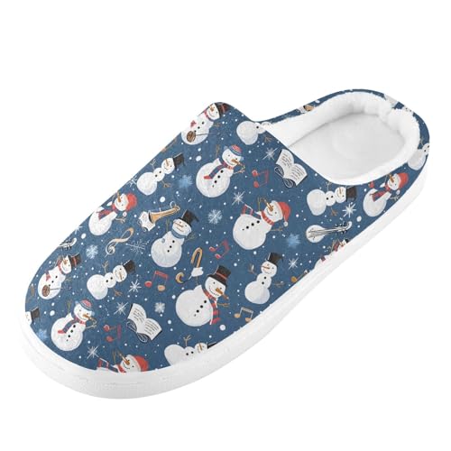 Fuzzy Memory Foam Slippers for Women/Men Christmas Snowman Instrumental Pattern Fluffy Winter House Shoes Indoor and Outdoor