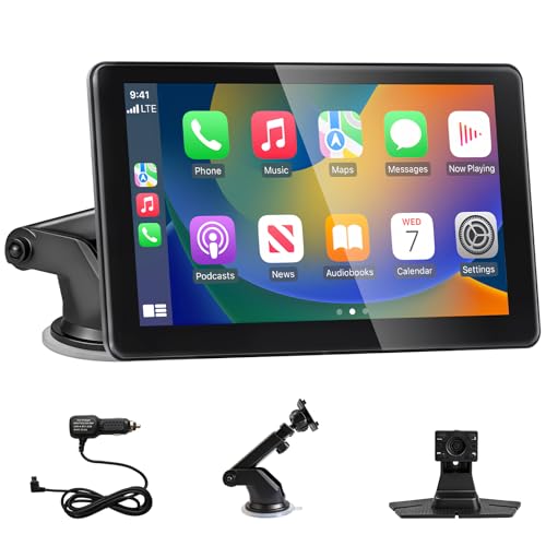 Écran Carplay Voiture pour Carplay et Android Auto sans Fil, 7 Pouces HD Ecran Tactile Autoradio Portable, Car Play Voiture avec Bluetooth 5.3, Mirror Link, Navigation...