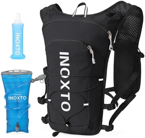 INOXTO Running Hydration Vest Backpack,Lightweight Pack with 1.6L Water Bladder Hydration Backpack Daypack for Hiking Trail Running Cycling Race Marathon for Women Men INOXTO Running Hydration Vest Backpack,Lightweight Pack with 1.6L Water Bladder Hydration Backpack Daypack for Hiking Trail Running Cycling Race Marathon for Women Men