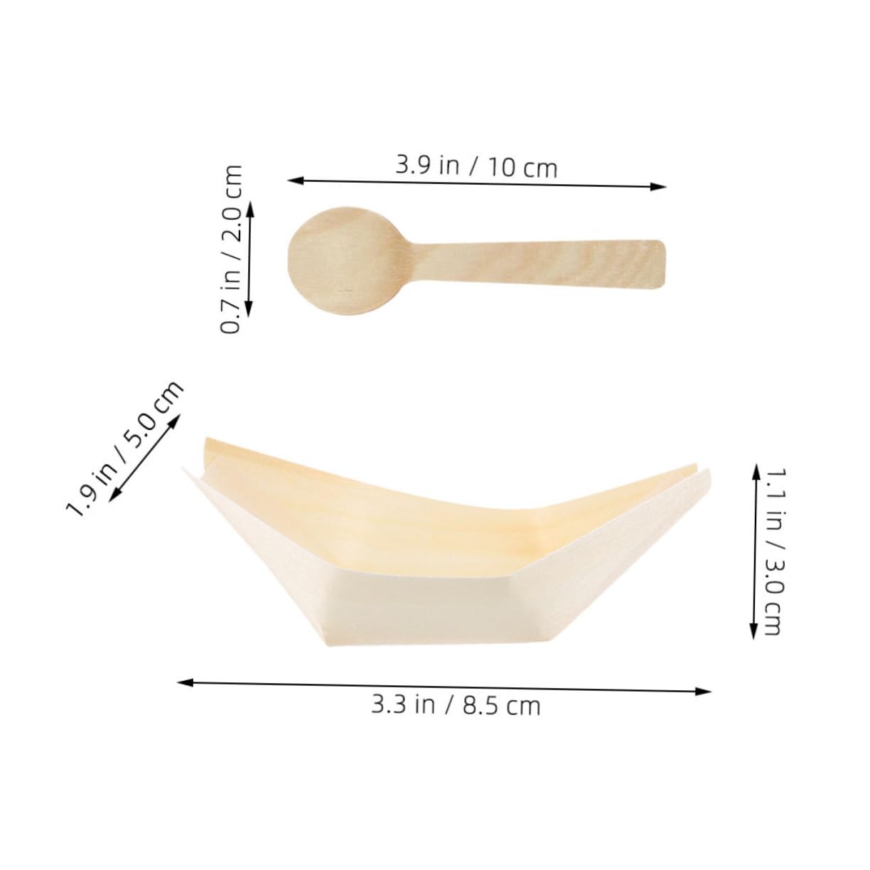 PRETYZOOM 100pcs Disposable Wood Boat Plates Sushi Boat Serving Tray Snack Tray Catering Supplies