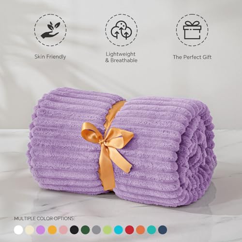 Image of BEDELITE Throw Blanket for Couch, 3D Ribbed Jacquard Soft and Cozy Fleece Throw Blanket for Sofa and Chair, Fluffy Plush Lightweight Blankets for Bed, for Women, 50x60 inches