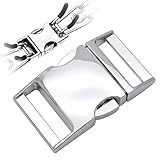 LonlyEagle Dog Collar with Stainless Steel Fastener & Quick Release for Medium Large Dogs (Silver, S:2.25-2.5mm)