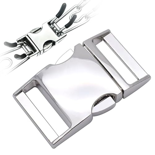 LonlyEagle Dog Collar with Stainless Steel Fastener & Quick Release for Medium Large Dogs (Silver, S:2.25-2.5mm)